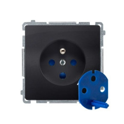 Simon Basic Gniazdo pojedyncze DATA z/u i kluczem uprawniającym grafit matowy BMGD1.01/28