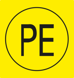 Identification sign, text: &quot;PE&quot;, (L x W) 13 x 13 mm, vinyl, PESC-H-PE