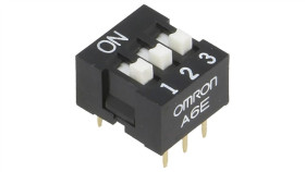 Przełącznik Dip-Switch Ilość Sekcji 3 On-Off 0,025A/24Vdc A6e-3104-N
