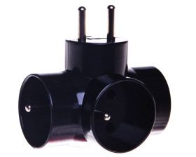 Rozgałęźnik wtyczkowy 3-gniazda z/u czarny E2010 P0030