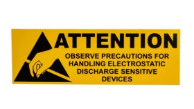 Etykieta Esd Żółty Winyl, Tekst: Attention, Uwaga, Angielski