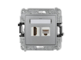MINI Gniazdo telefoniczne 1xRJ11 + gniazdo komputerowe 1xRJ45 kat.5e 8-stykowy beznarzędziowe srebrny metalik 7MGTK KARLIK