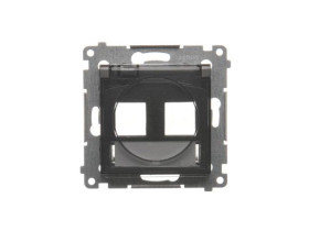 SIMON 54 Pokrywa gniazd teleinformatycznych IP44 na Keystone 2 podwójna z polem opisowym klapka transparentna antracyt *Wymagana