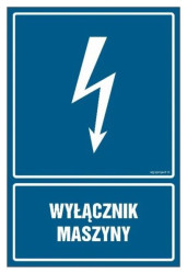 ZNAK - HG051 Wyłącznik maszyny 7,5 x 10 cm FN - Folia samoprzylepna