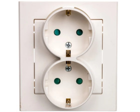 SONATA Gniazdo podwójne z/u Schuko z przesłonami ecru GP-2RSP/27