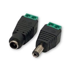 DC 2.1 x 5.5 mm socket and plug connector set, 2 pcs - 30V 2A LED CCTV power supply