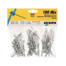 Gesipa 1433667 Blind Rivet Set 100 Aluminium/Steel 4mm Diameter x 6/8/12mm