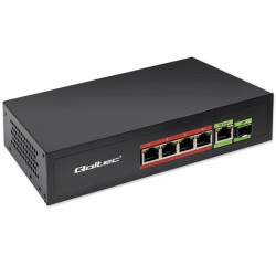 Qoltec Przełącznik sieciowy SWITCH FAST Ethernet PoE 4x RJ45 PoE 1x RJ45 Uplink 1x SFP 65W 1000 Mb