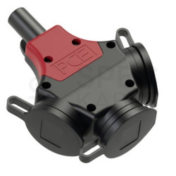 Rozgałęźnik gumowy na kabel 3 gniazda [2P+Z] 250V 16A czarno-czerwony IP44 PCE