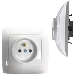 Gniazdo Elektryczne Pojedyncze Gniazdko Podtynkowe z Uziemieniem Białe WESA