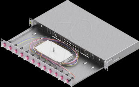 LSB1B224 19" FO splice box, 1U, 12 ports, 12x LC duplex, OM4