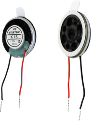 Small speaker, 8 Ω, 71 dB, 700 Hz to 20 kHz, black/white, K16 8 OHM