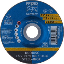 PFERD TOOLS 62012630 E 125-1,9 PSF DUO STEELOX Tarcza tnąca wygięta Średnica 125 mm Średnica otworu 22.23 mm 10 szt.