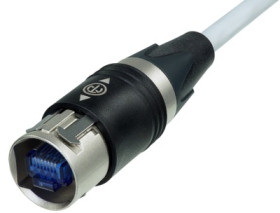 Patch cable, RJ45 plug in housing, straight to RJ45 plug in housing, straight, Cat 6, S/FTP, 5 m, black, NKE6S-5-WOC