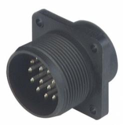 CM 02 E 20-29P wtyk z flanszą (złącze męskie) do obudowy, 17 styków, przyłącze lutowane, Hirschmann, 933063100, CM02E20-29P