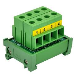DIN Rail Mount 52Amp 300V 4 Position Screw Terminal Block Distribution Module