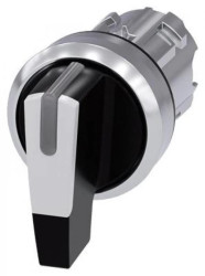 Przełącznik długie pióro 3 pozycyjny 22mm bez samopowrotu możl podświetlenie czarny/biały metal SIRIUS ACT 3SU1052-2CL60-0AA0
