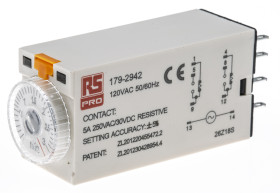 Timer Relay Wciskane 110V ac DPDT 2-stykowy RS PRO DPDT 0.1 → 3min jednofunkcyjny
