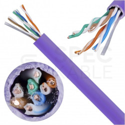 Kabel sieciowy U/UTP kat.5e skrętka 4x2x0,51mm wewnętrzny Dca bezhalogenowy LSOH fioletowy Alantec