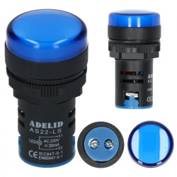 Lampka kontrolna sterownicza niebieska LED fi:22 230V