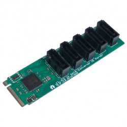Konwerter PCIe 3.0x2 M.2 NGFF Key M na SATA 3.0 6Gb/s - 5 portów - JMB585 - do Odyssey-X86J4105 - Seeedstudio 103990543