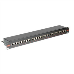Patch panel ROLINE Cat.6 (Class E) 19, 24P, ekranowany, czarny