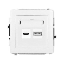 DECO Mechanizm ładowarki USB podwójnej USB C + USB A, 20W max., biały DCUSB-8