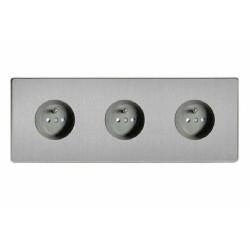 Varilight 3 gniazda STEEL B/K ze stykiem kołkowym stal szczotkowana bez kołnierza