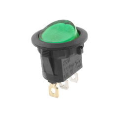 Przełącznik klawiszowy DC12V, zielony, podświetlany bez nadruku 0/I