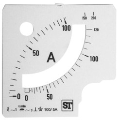 Podziałka analogowego amperomierza, 120A, do użytku z: Panelowy amperomierz analogowy 96 x 96