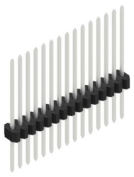Pin header, 15 pole, pitch 1.27 mm, straight, black, 10060780