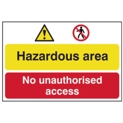 Scan 4025 Hazardous Area / No Unauthorized Access - PVC Sign 600 x 400mm