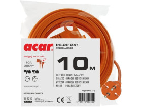 Przedłużacz ogrodowy 1-gniazdo b/u 10m /H05VV-F 2x1/ pomarańczowy