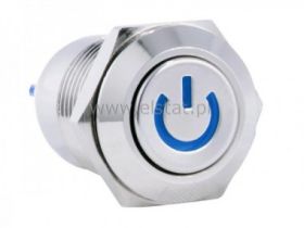 Przycisk wandal.stabilny12mm LED nieb.12V POWER