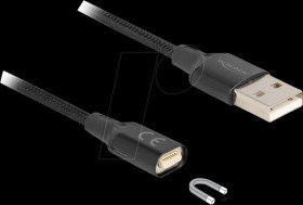 88167 Magnetic USB charging cable, black, 1 m