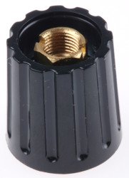 Pokrętło potencjometru oś: 3.2mm średnica: 14.7mm Zacisk śrubowy Plastik Czarny RS PRO