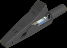 Alligator clip, black, max. 4 mm, L 41.5 mm, CAT O, socket 2 mm, 973584100