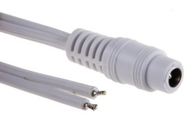 Przewód zasilający, 1.8m, 7 A, Biały, złącze A: Przewód z wtykiem 2,1 mm, złącze B: Bez zakończenia