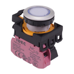 CW4L-M1E01Q4PW White 24V illuminated Metallic Momentary Push Button Switch 1NC IP65 IDEC