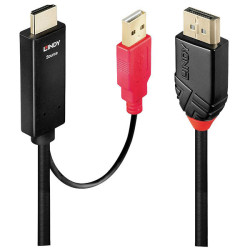 LINDY 41428 Cable DisplayPort HDMI-A USB-A Black Red 5m