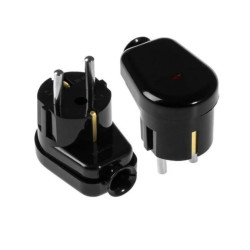 Wtyczka kątowa z/u Uni-Schuko 16A 250V podświetlana rozbieralna czarny WT-16U/S CZARNY