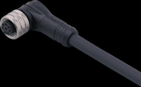 Sensor actuator cable, M12 cable socket, angled, A to open end, 8 pole, 2 m, PUR, black, 2 A, E80022