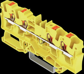 2204-1406 4-wire feed-through terminal, with pusher 4 mm², yellow
