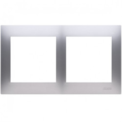 Ramka podwójna SIMON 54 Premium srebrna matowa Kontakt Simon DR2/43