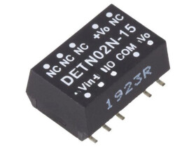 Przetwornica DC/DC, 2W, Uwej: 21,6...26,4 VDC, Uwyj: 15 VDC DETN02N-15