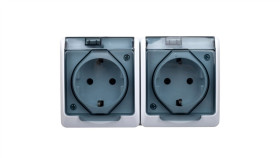 Hermes Gniazdo Hermetyczne Schuko Z/U Z Klapką Dymną 16A Ip44 Białe 0325-01