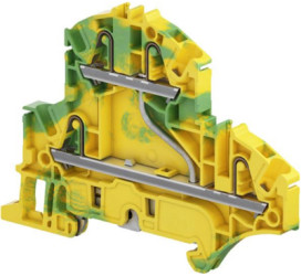 PI spring terminal block, push-in spring connection, 2.5 mm², 4 pole, 8 kV, yellow/green, 1SNK705250R0000