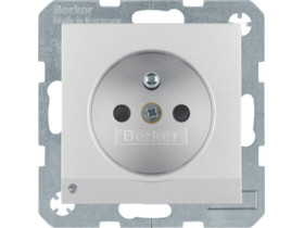 B.Kwadrat/B.7 Gniazdo z uziemieniem i podświetleniem orientacyjnym LED alu mat lak 6765101404 HAGER