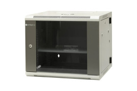 Szafa wisząca dzielona 19 9U, drzwi blacha/szkło, ściągane osłony boczne z zamkiem, tył zamek 600×550×500 szer./gł./wys. mm RA