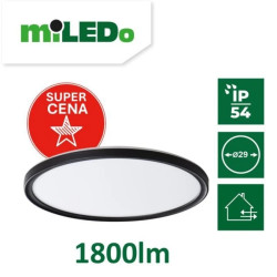 Plafoniera LED AZPO LED 18,5W-NW-O-B IP54 okrągła 1800lm 4000K barwa neutralna czarny 31503